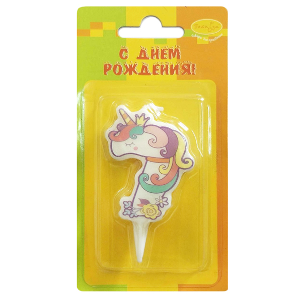 Свеча Цифра 7 Единорог